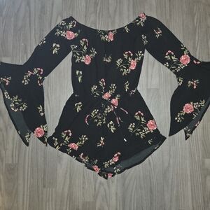 Feathers Black and Pink Floral
